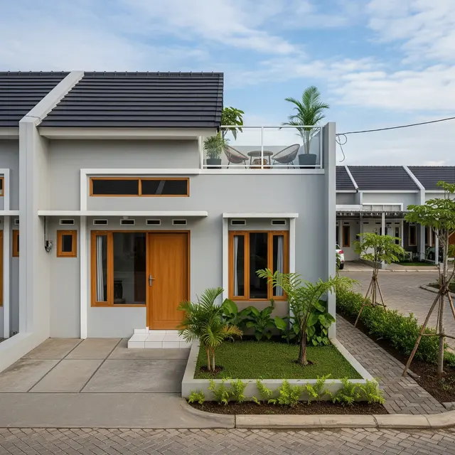 9 Contoh Rumah Type 45 dengan Rooftop dan Taman Samping Kecil, Hunian Modern