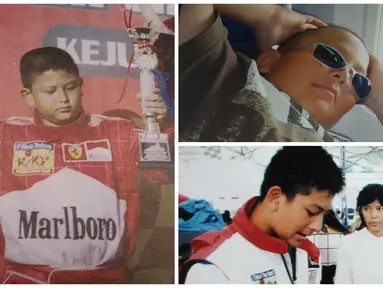 Imutnya masa kecil Rio Haryanto saat balapan karting. (Bola.com/Dok.pribadi)