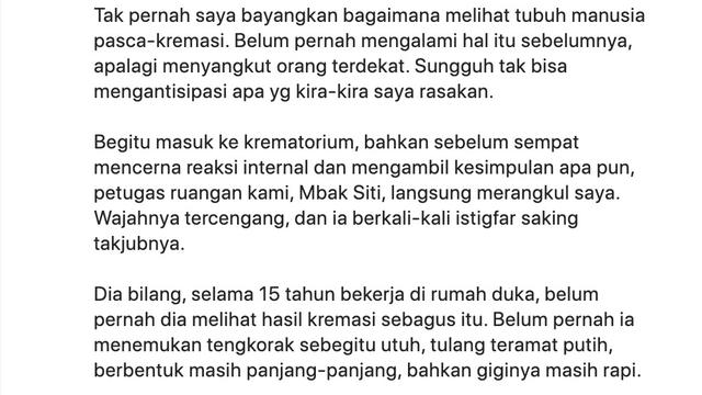 Unggahan Dewi Lestari soal kremasi jasad Reza Gunawan. (Foto: Dok. Instagram @deelestari)