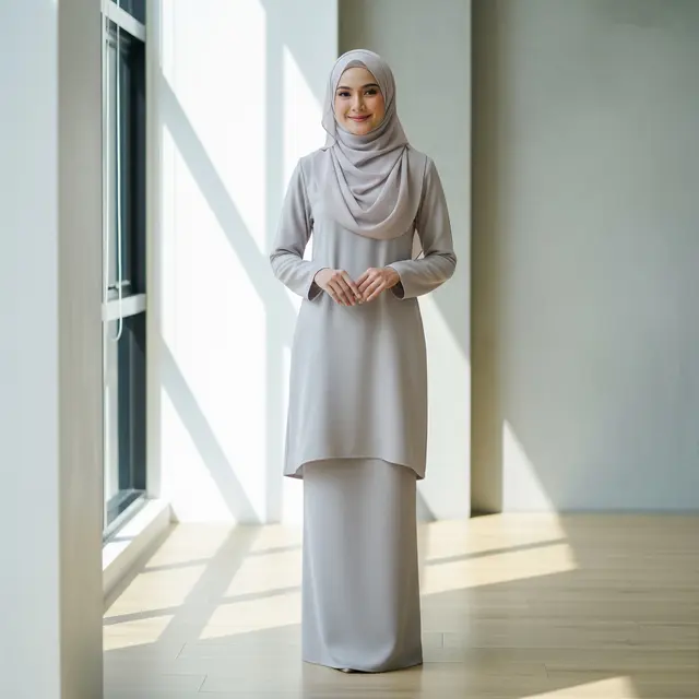 9 Model Gamis Polos ala Baju Kurung Malaysia, Anggun Kesederhanaan dan Tradisi