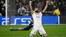 Hattrick yang dicetak Karim Benzema ke gawang PSG pada leg kedua 16 besar Liga Champions membuat striker asal Prancis itu melesat ke posisi ketiga dalam daftar top scorer Liga Champions. Sejauh ini ia telah mengemas delapan gol. (AFP/Gabriel Bouys)