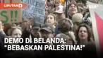 Mahasiswa Universitas Amsterdam berkumpul dalam jumlah besar untuk memprotes situasi perang yang berlangsung di Gaza. Demonstrasi yang berlangsung pada hari Selasa tersebut melihat mahasiswa memblokade jalan depan universitas sambil membawa plakat ya...