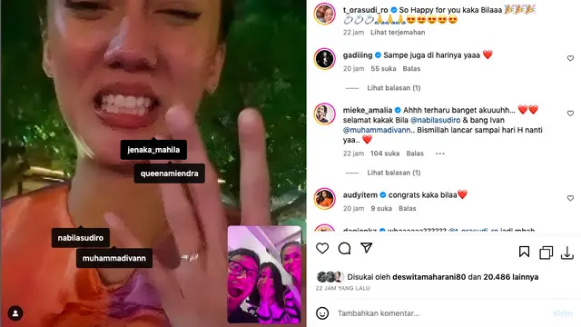 Nabila Sudiro pun berbagi kebahagiaan dengan keluarganya. Ia memberi tahu Tora Sudiro dan Mieke Amalia melalui video call. [Foto: Instagram/t_orasudi_ro]