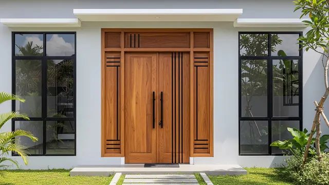 Pintu Kayu dengan Aksen Metal