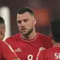 Pemain Persija Jakarta, Marko Simic saat melawan Johor Darul Ta’zim pada laga Piala AFC 2018 di Stadion Utama Gelora Bung Karno, Jakarta, Selasa (10/4/2018). Persija Jakarta menang 4-0.  (Bola.com/Nick Hanoatubun)