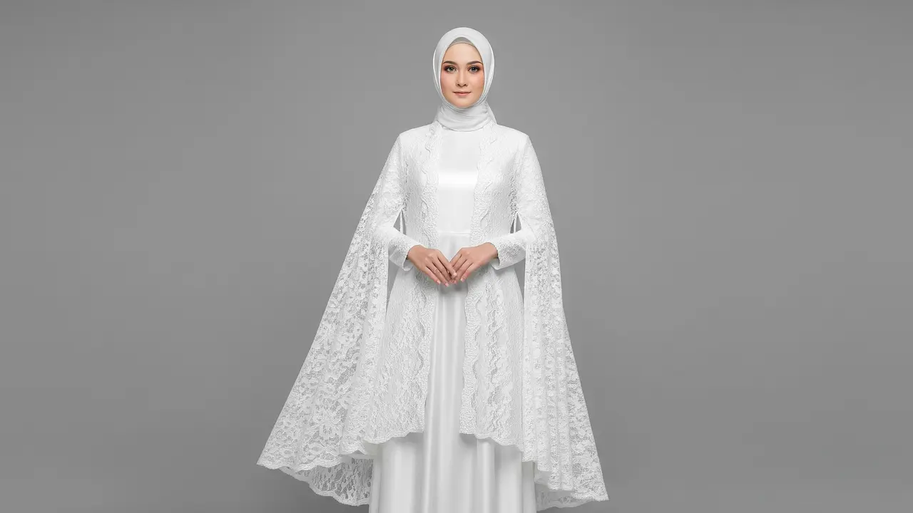 Model Gamis Kebaya Warna Broken White Anti Terawang