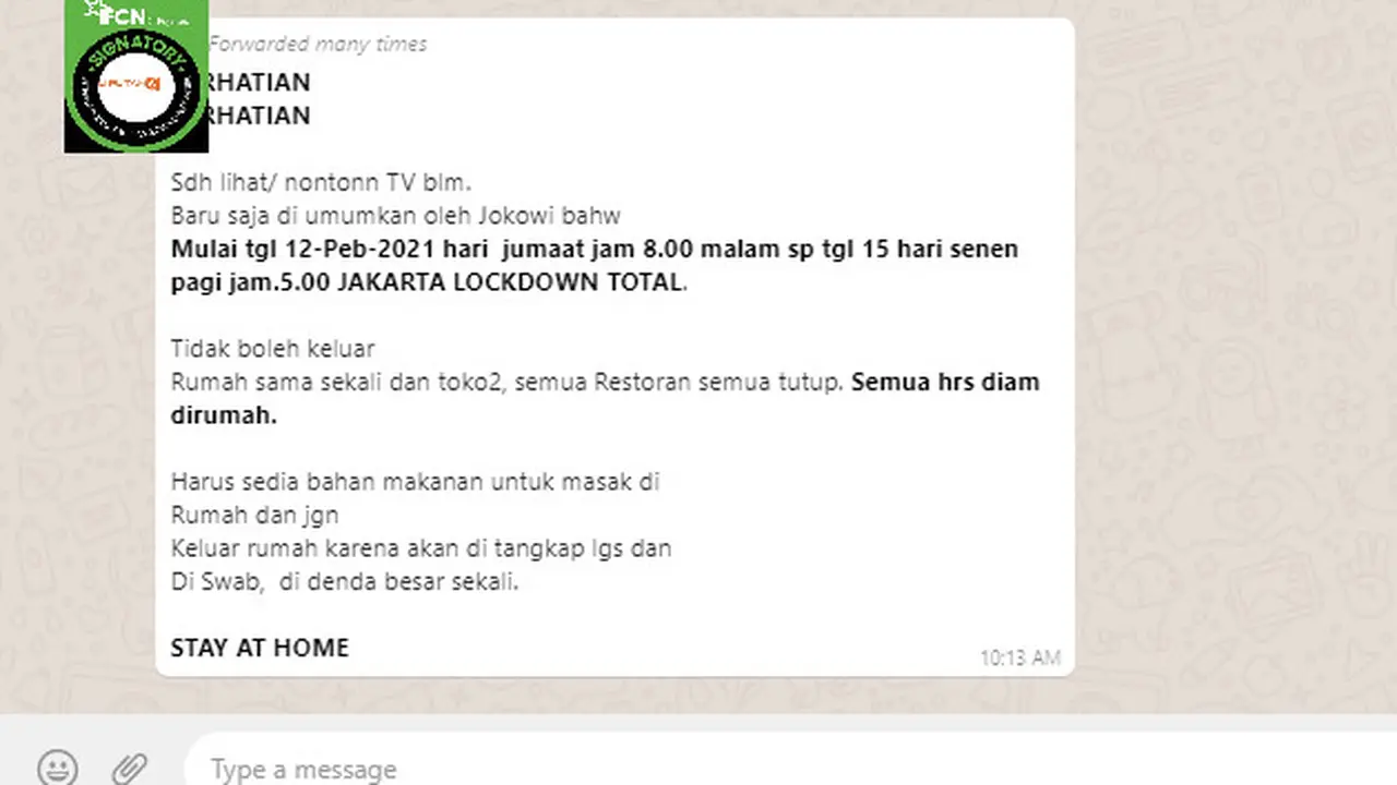 Cek Fakta Liputan6.com menelusuri informasi Jakarta akan menerapkan lockdown pada 12 hingga 15 Februari 2021