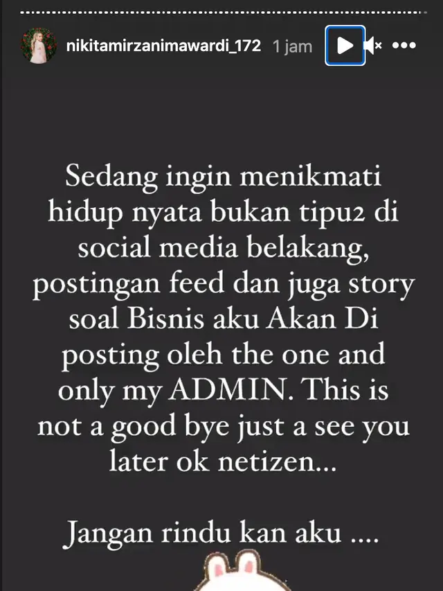 Unggahan Nikita Mirzani. (Foto: Instagram @nikitamirzanimawardi_172)