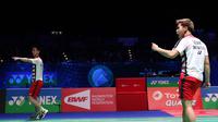 Ganda putra Indonesia, Kevin Sanjaya Sukamuljo/Marcus Fernaldi Gideon, sukses menjuarai All England 2018, Minggu (18/3/2018). (PBSI)