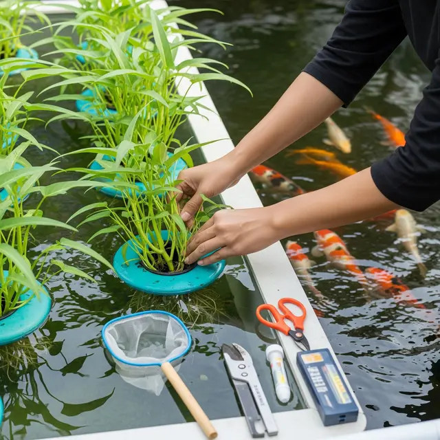 Menanam Kangkung Menggunakan Air Kolam Ikan (AI Generated)
