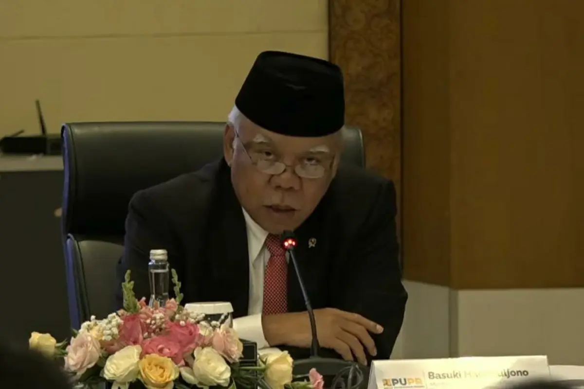 Menteri PUPR Basuki Hadimoeljono dalam konferensi pers RAPBN dan Nota Keuangan 2024, di kantor Direktorat Jenderal Pajak, Jakarta, Rabu (16/8/2023). (Tira/Liputan6.com)