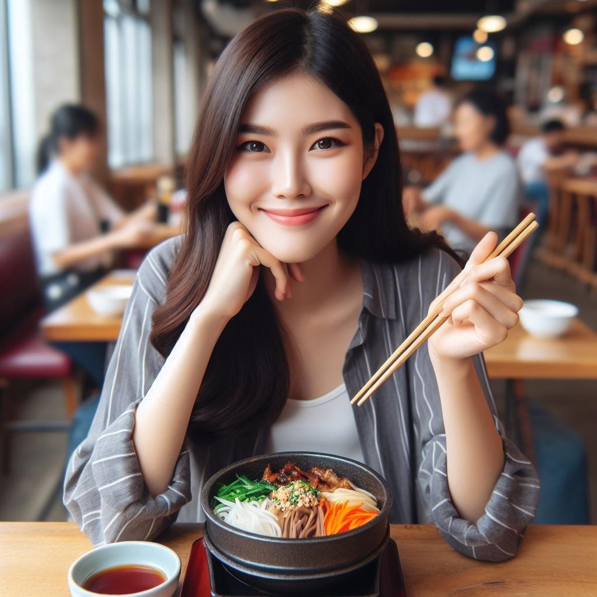 Ilustrasi Makan Makanan Asia