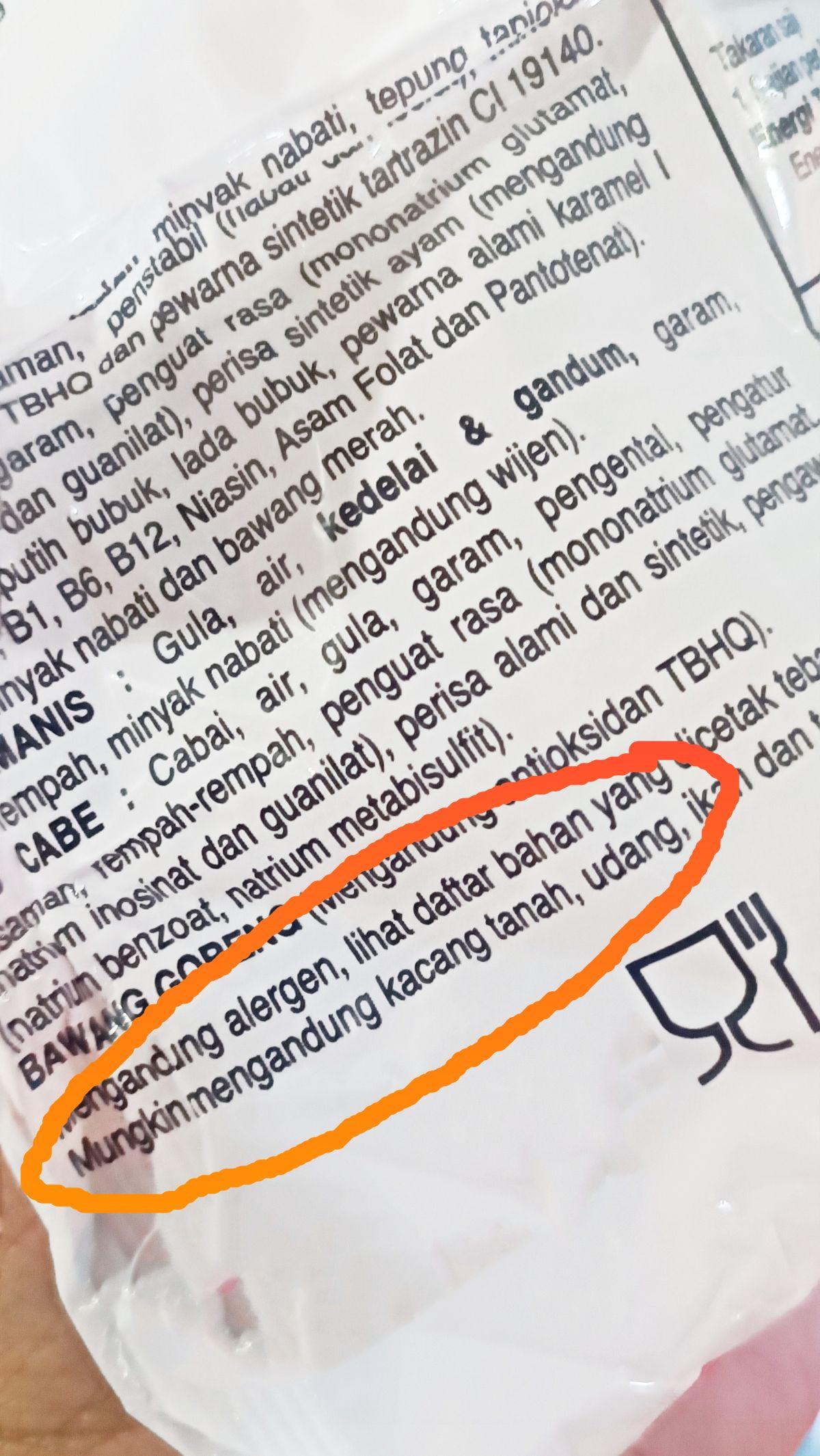 Arti "Mungkin Mengandung" dalam Tabel Daftar Komposisi Bahan Makanan Kemasan