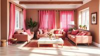 Cara menata interior rumah kombinasi warna pink dan cokelat yang kekinian. ©Ilustrasi QwenAI