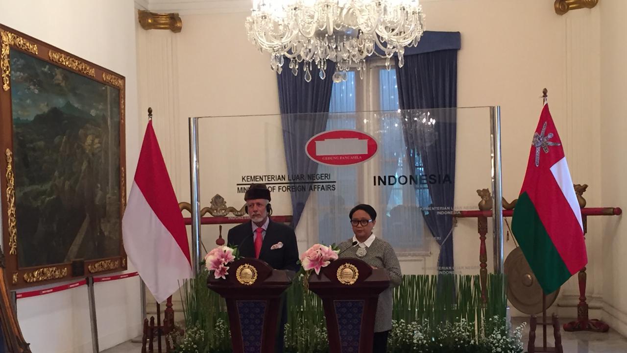 Selain membahas masalah kerja sama ekonomi, Menlu Retno juga menekankan bahwa Indonesia akan selalu memperjuangkan kemerdekaan Palestina (Liputan6.com/Teddy Tri Setio Berty)