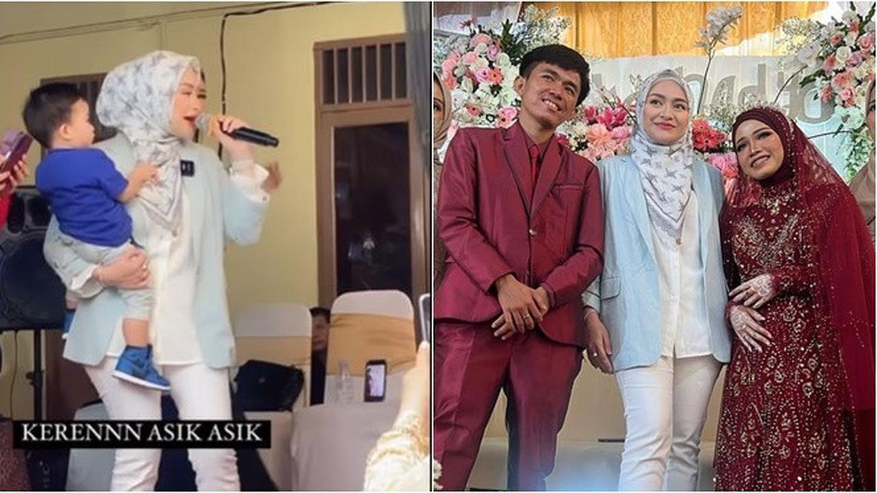 6 Potret Nathalie Holscher di Resepsi Pernikahan Tiko Anak Ibu Eny, Asyik Dangdutan