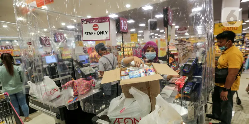 Cara Supermarket AEON Mall BSD City Terapkan Protokol Kesehatan Selama PSBB di Kabupaten Tangerang.