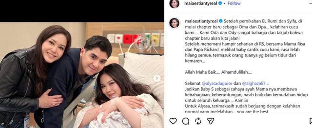 Maia Estianty Bahagia Sambut Cucu Pertama, Puji Perjuangan Alyssa Daguise Melahirkan Secara Normal