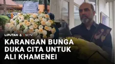 Kabar meninggalnya Pemimpin Tertinggi Iran, Ali Khamenei, direspons luas. Di Jakarta, berbagai karangan bunga dikirim ke Kedutaan Besar Iran.
