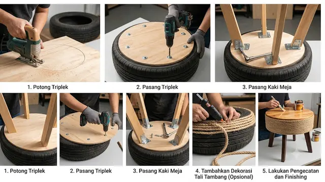 Cara Membuat Meja Mini dari Ban Bekas