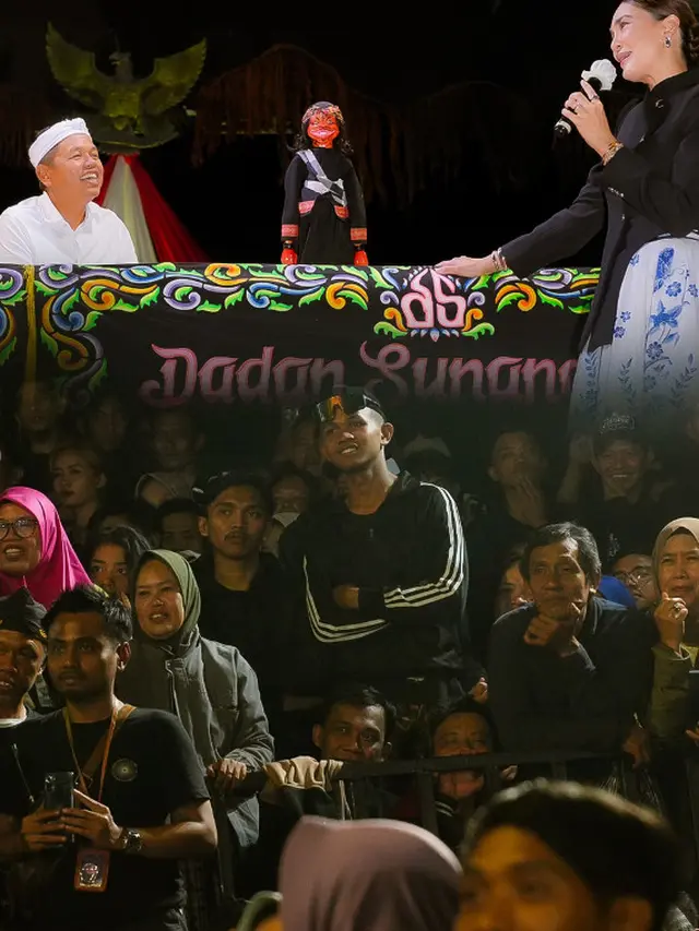Foto Luna Maya saat Nonton Wayang di Hari Jadi Purwakarta