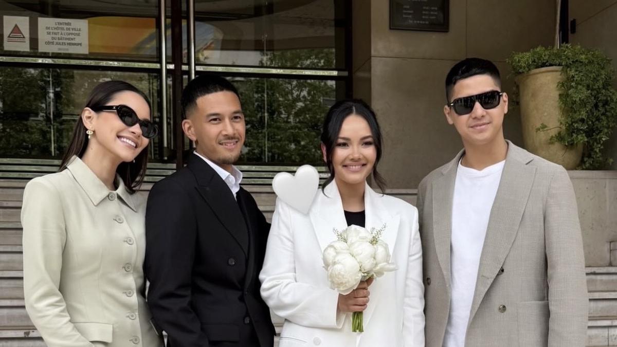 Gaya Alyssa Daguise Tampil Formal Dibalut Dress Blazer Rp1 jutaan di Pernikahan Kakaknya di Paris, Serasi dengan Al Ghazali