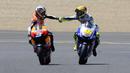 Jadi total dari tahun 1996 hingga 2020 Rossi sudah mengemas 115 kemenangan, 67 podium dua, 53 podium tiga, 65 pole position, 96 race fastest lap dan 9 gelar jaura dunia di semua kelas. (AFP/Cristina Quicler)