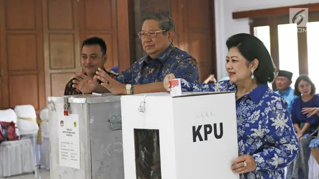 SBY Beserta Keluarga Memilih di Cikeas Bogor
