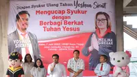 Yoshua Sirait merayakan ulang tahun bersama ratusan anak-anak sekolah minggu HKBP Kayu Tinggi, HKBP Marturia Pulo Gebang, HKBP Sola Gracia Kayu Mas Pulo Gadung dan Gereja Kristen Maranatha Pulo Gebang (Istimewa)