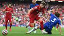 Harvey Elliott menjadi debutan termuda (16 tahun dan 174 hari) untuk Liverpool sejak didatangkan pada 2020 lalu. Ia mampu tampil cemerlang meskipun beberapa kali dipinjamkan. Sayangnya, musim ini, ia hanya berhasil mengantongi 520 menit bermain usai diterpa cedera parah. (AFP/Paul Ellis)