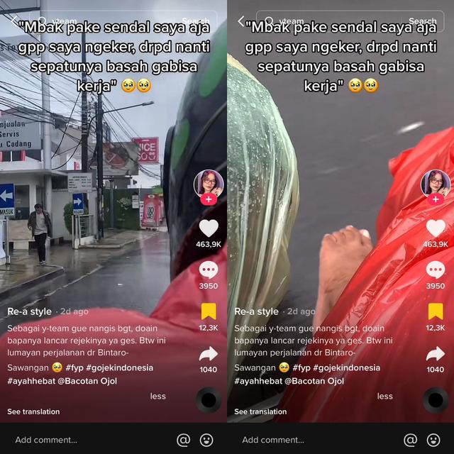 Viral Momen Haru Driver Ojol, Nyeker Saat Hujan Agar Sepatu Pelanggan Tak Basah