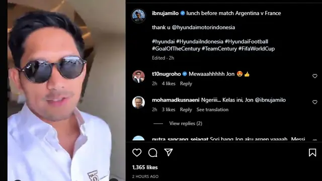 Ibnu Jamil nonton final Piala Dunia langsung dari Qatar (Instagram)