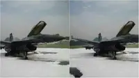 Kondisi Jet tempur F-16 yang meledak di Lanud Halim Perdanakusuma. (Ist)