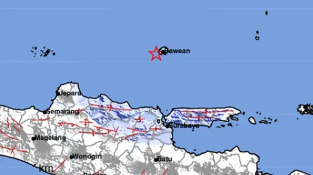 Gempa Magnitudo 4,8 mengguncang wilayah Tuban, Jatim, Jumat pagi (29/3/2024). (Liputan6.com/ Dok BMKG)