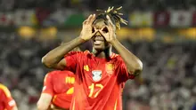 Nico Williams bermain dalam empat laga bersama Spanyol. Dalam 316 menit bermain tersebut, penggawa Athletic Bilbao ini mencetak satu gol dan satu assist bagi Matador. Dengan kecepatan di atas rata-rata, winger 21 tahun itu juga lihai melewati adangan lawan. (AP Photo/Frank Augstein)