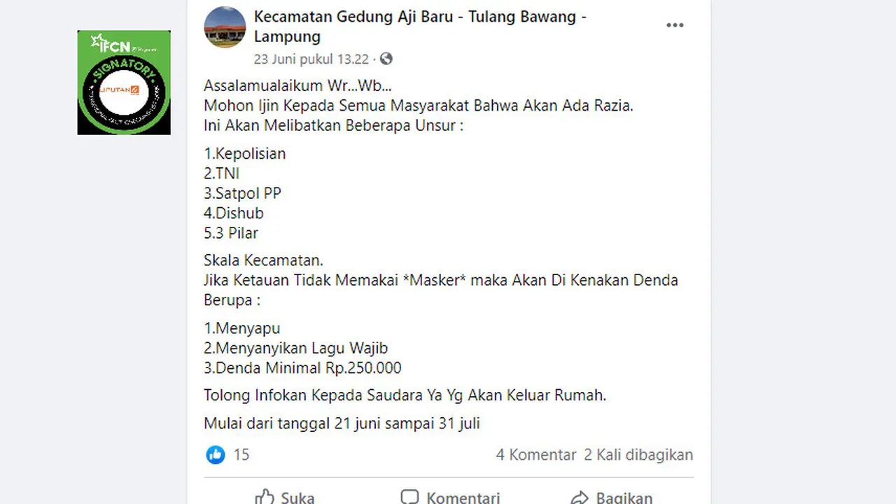 Penelusuran Masyarakat yang Terjaring Razia Tidak Menggunakan Masker Didenda Minimal Rp 250 ribu