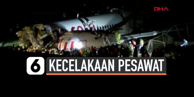 VIDEO: Detik-Detik Pesawat Tergelincir dan Terbelah 3 di Turki