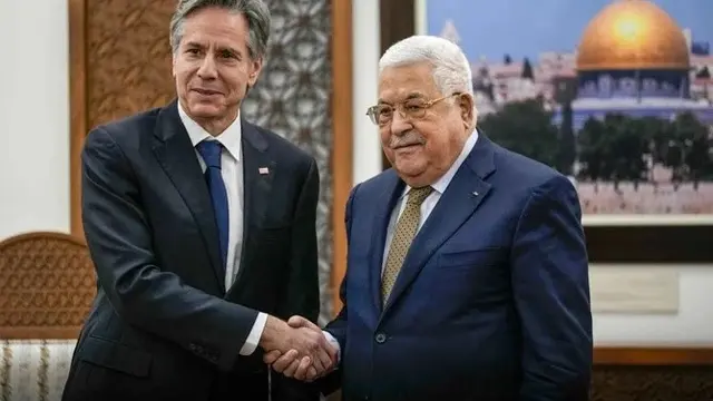 Presiden Palestina Mahmoud Abbas dan Menteri Luar Negeri AS Antony Blinken