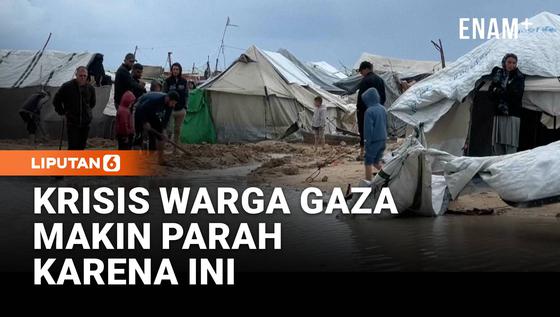 Krisis Gaza Memburuk, Hujan Lebat Hancurkan Tenda Pengungsi