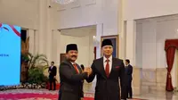 Agus Harimurti Yudhoyono (AHY) dan Hadi Tjahjanto. (Lizsa Egeham/Liputan6.com).