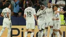 Kemenangan tersebut turut membawa skuad asuhan Xabi Alonso memuncaki klasemen dengan menyabet seluruh kemenangan di semua laga Liga Spanyol 2025/2026. (AP Photo/Alberto Saiz)