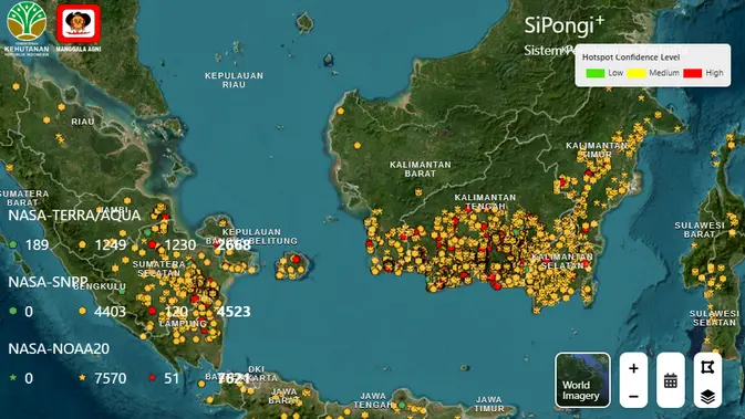 Update Karhutla: Sebaran Hotspot di Kalimantan dan Sumatera