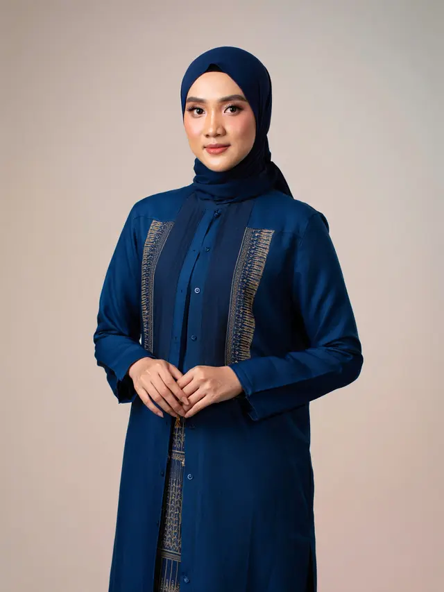 Gamis Linen Kombinasi Songket Elegan