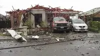 Ledakan hebat di Christchurch, Selandia Baru, menghancurkan sebuah rumah dan 20 bangunan lainnya rusak. (AP)