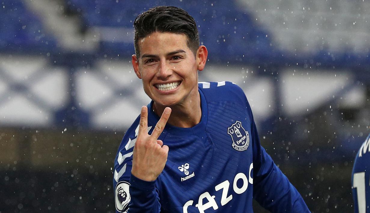 3. James Rodriguez (Everton) - Bergabung dengan Everton, James Rodriguez seolah terlahir kembali sebagai pemain hebat di lapangan. Gelandang asal Kolombia ini tampil apik dengan membuat tiga gol dan empat assists dari enam pertandingan. (AFP/Jan Kruger/pool)