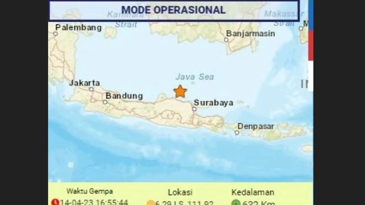 Gempa menggoyang Tuban pada Jumat 14 April 2023. (Istimewa)