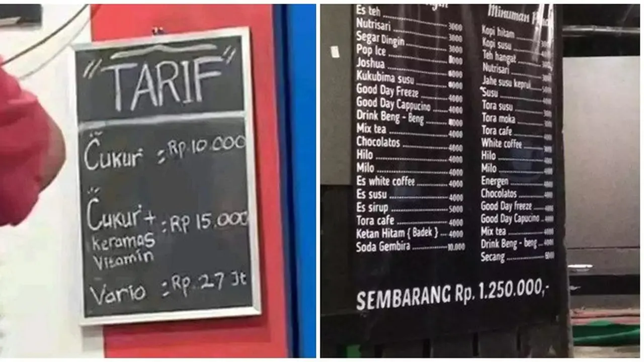 6 Tarif hingga Jutaan di Daftar Harga Ini Bikin Pembeli Kaget Seketika