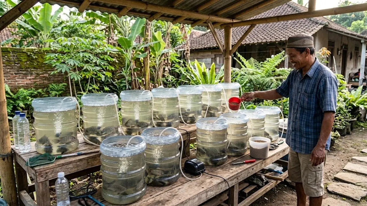 Ternak Ikan Mujair di Galon Bekas