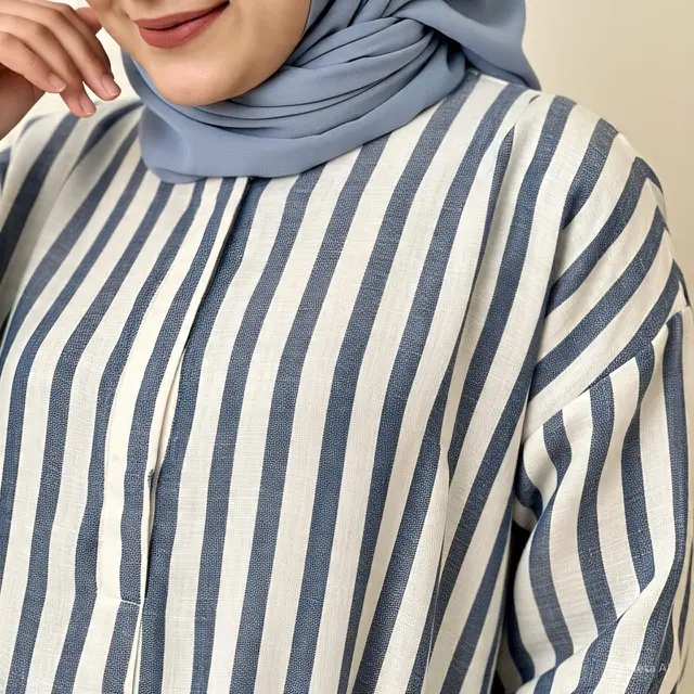 Tunik lurik Kombinasi Linen (Created by Meta AI)
