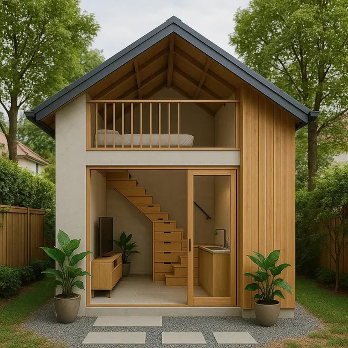 7 Model Rumah Kecil Mungil 46 Estetik dengan Mezzanine, Solusi Hunian Modern Hemat Lahan